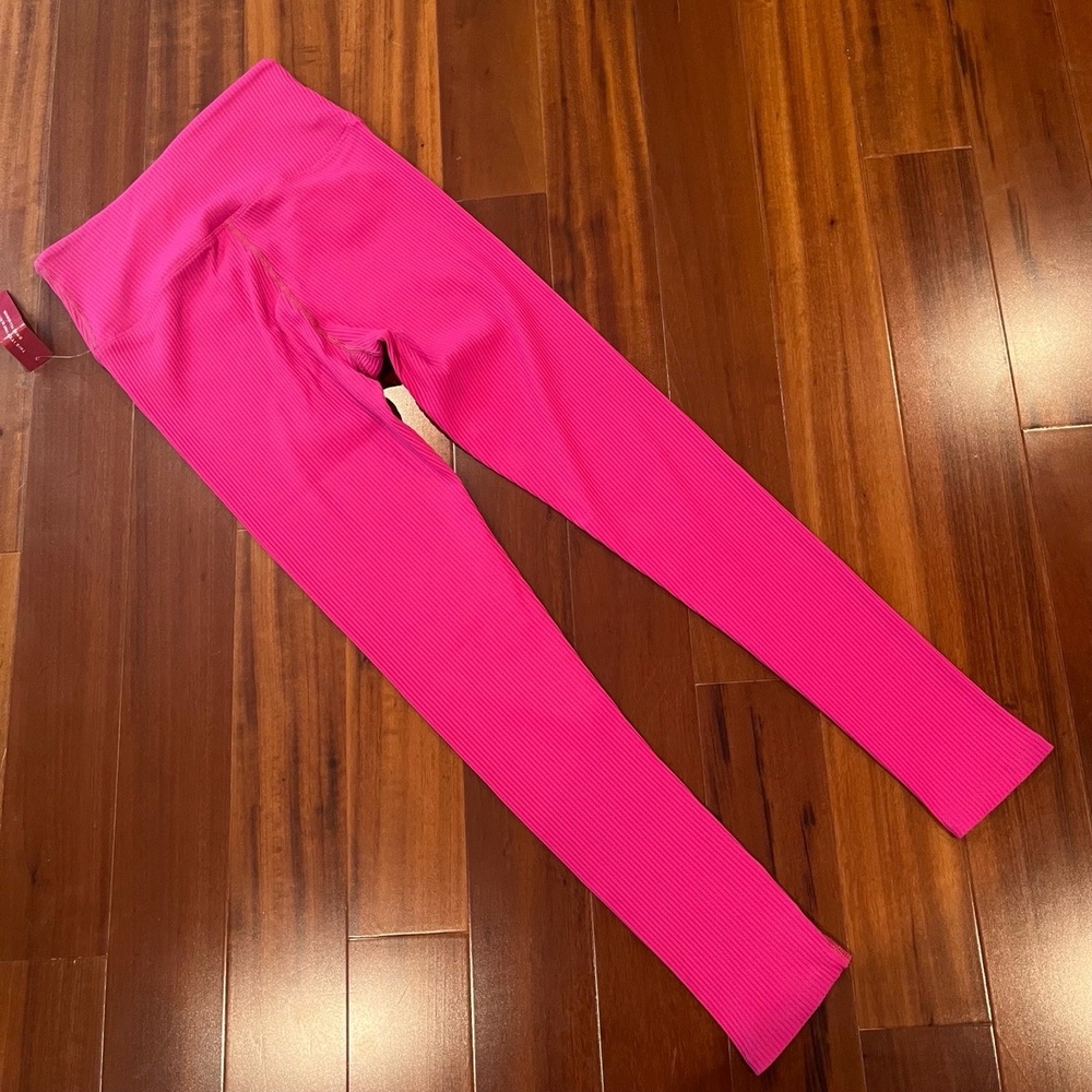New NWT CARBON38 Hot Pink Leggings Ribbed High Waist Pants Athleisure Size Small